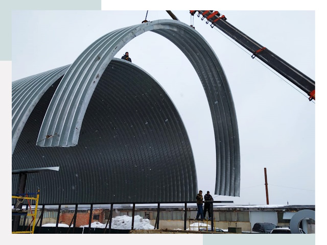 Полукруглые ангары в Одинцове